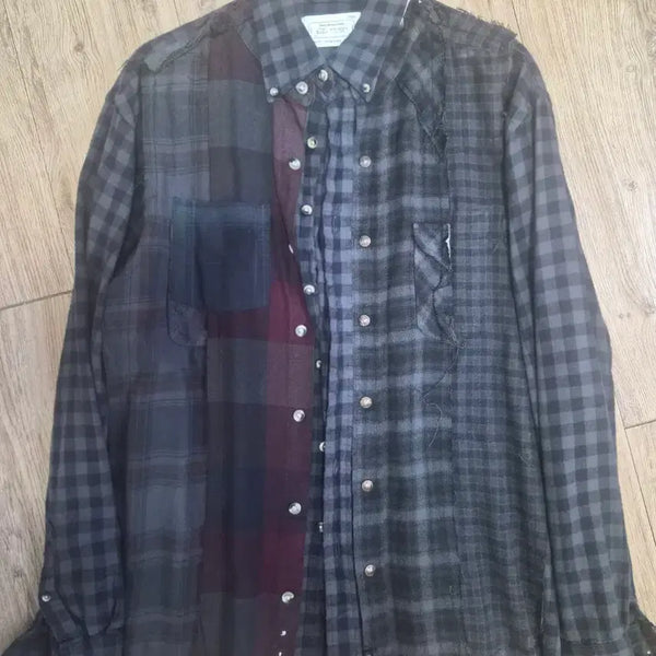 [BUNJANG] Miyagi Hidetsaka Rebuild Patchwork Multi Flannel Shirt / 일본 미야기히데타카(MIYAGIHIDETAKA) 라푸(Rafu)의 리빌드 패치워크 멀티 플란넬 셔츠