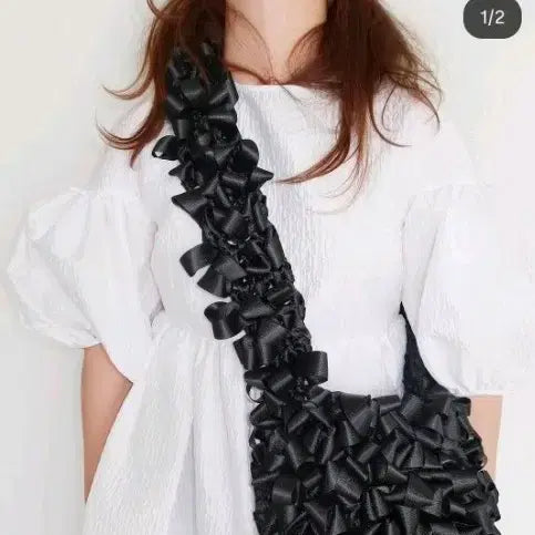 [BUNJANG] CrochetAnt Ruffle Bag Black / 크로쉐안트 러플삭 블랙