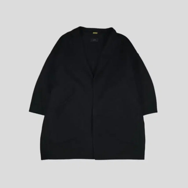 [BUNJANG] System Hansem Black Big Pocket Oversized Non-Button Handmade Wool Half Coat L / 시스템 한섬 블랙 빅포켓 오버사이즈 논버튼 핸드메이드 울 하프 오픈코트 L
