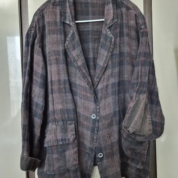 [BUNJANG] Vintage Check Linen Jacket / 빈티지 체크 린넨 자켓