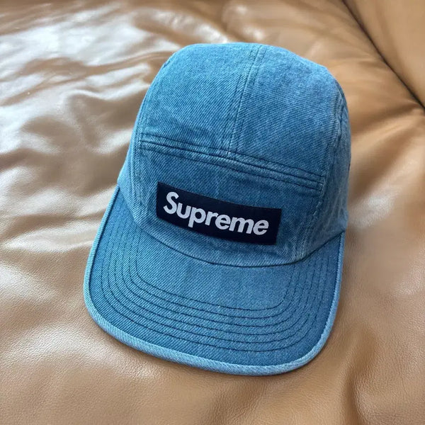 [BUNJANG] Supreme Washed Denim Box Logo Camp Cap / 슈프림 캠프캡 모자 박스로고 워시드 데님