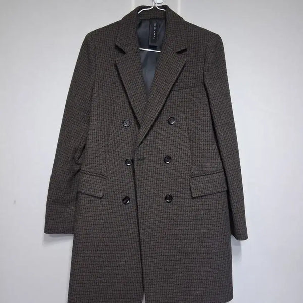 [BUNJANG] Double-Breasted Check Pattern Coat (Size 55) / 체크 패턴 코트여성용(55)
