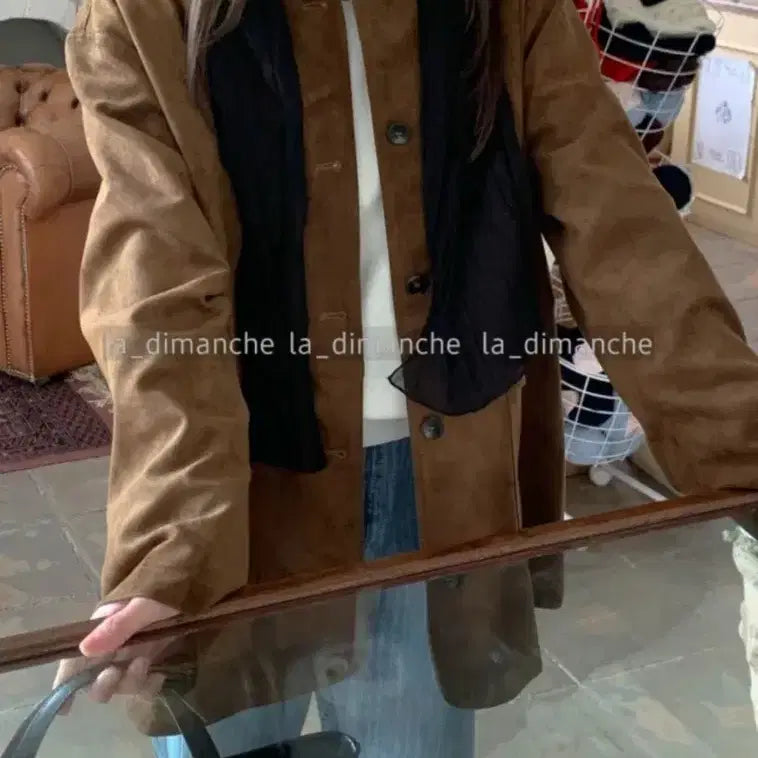 [BUNJANG] Signature Suede Jacket / 시그니처, 포스터 동대문 스웨이드 자켓