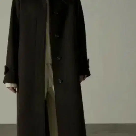 [BUNJANG] Facade Pattern Cashmere Balmacaan Long Coat (Dark Brown) / 파사드패턴 캐시미어 발마칸 롱코트 S(다크브라운)
