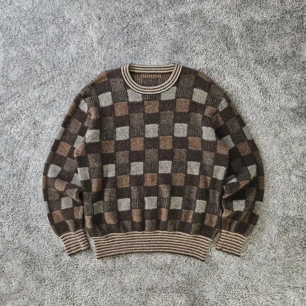 [BUNJANG] Checkered Knit Sweater / 체크 패턴 니트 스웨터