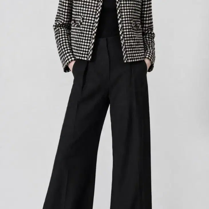 [BUNJANG] MINE Houndstooth Round Neck Jacket Black / (새상품) 한섬 MINE/마인 하운드투스 라운드넥 자켓