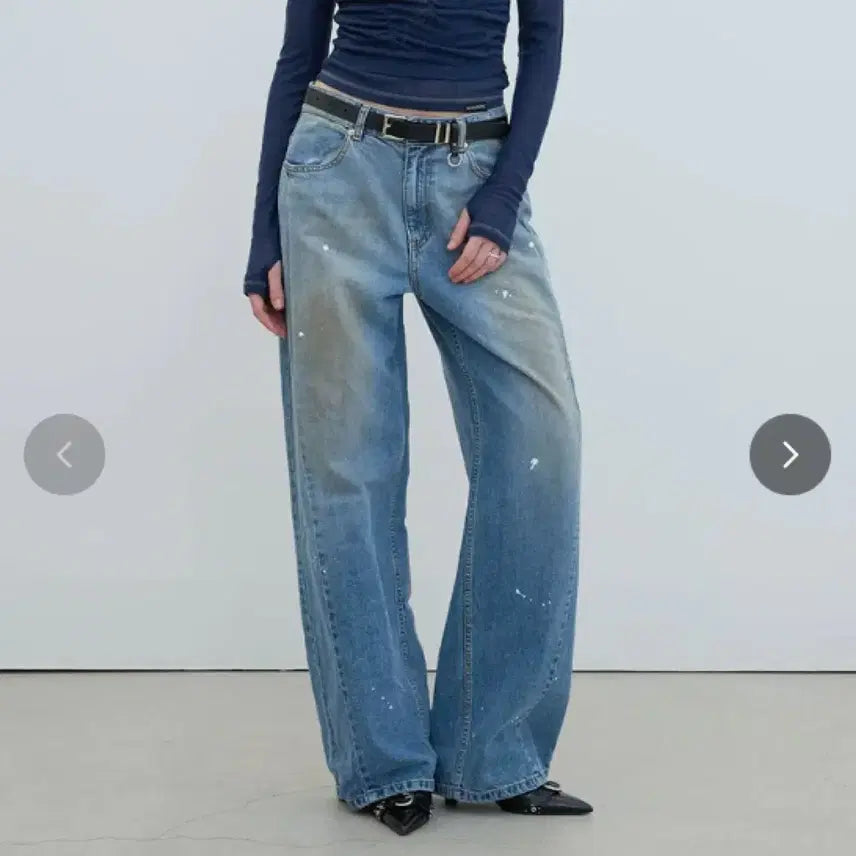 [BUNJANG] Yusentic Hand-Painted Wide Denim Pants / (미착용)유센틱 핸드 페인팅 와이드 데님 팬츠