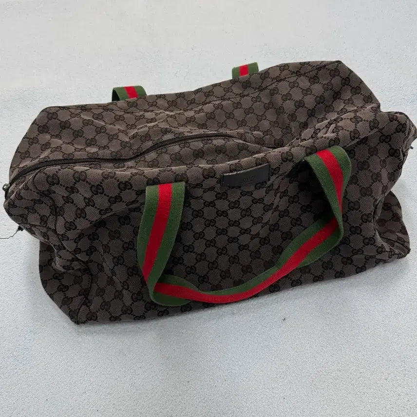 [BUNJANG] Gucci GG Monogram Web Stripe Boston Bag / 구찌 GG 모노그램 웹 스트라이프 보스턴백