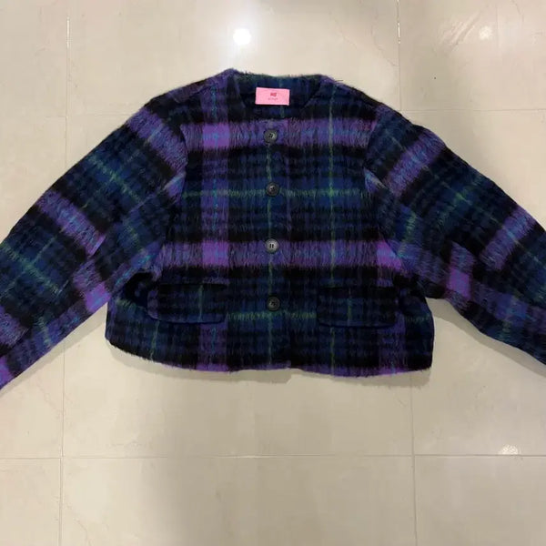 [BUNJANG] Check Pattern Crop Jacket / 체크 무늬 크롭 자켓