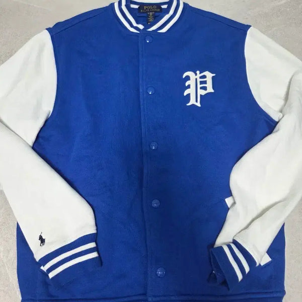 [BUNJANG] Polo Ralph Lauren Big P Patch Varsity Jacket / 폴로 랄프로렌 빅P 로고 바시티 자켓