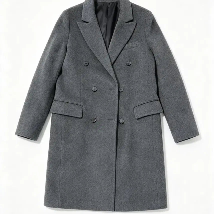 [BUNJANG] System Double-Button Wool Cashmere Blend Coat - Gray / 시스템 코트 그레이