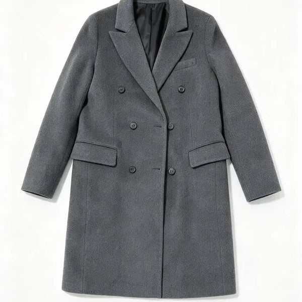 [BUNJANG] System Double-Button Wool Cashmere Blend Coat - Gray / 시스템 코트 그레이