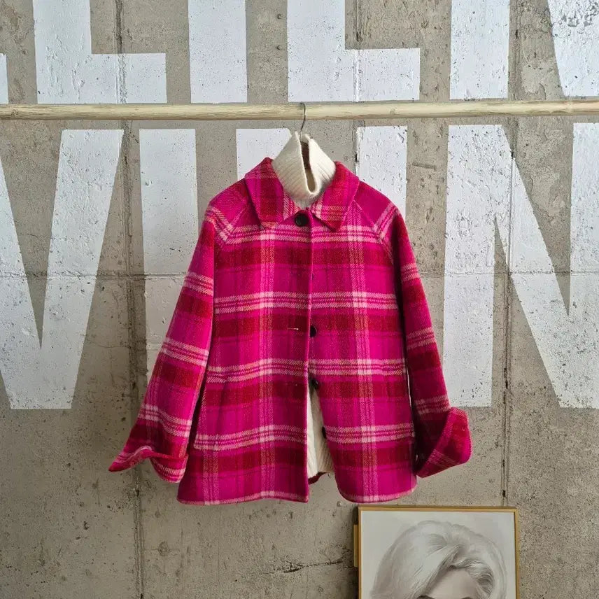 [BUNJANG] Briel Handmade Jacket Pink Checkered Pattern / 브리엘 화사한 핸드메이드 자켓