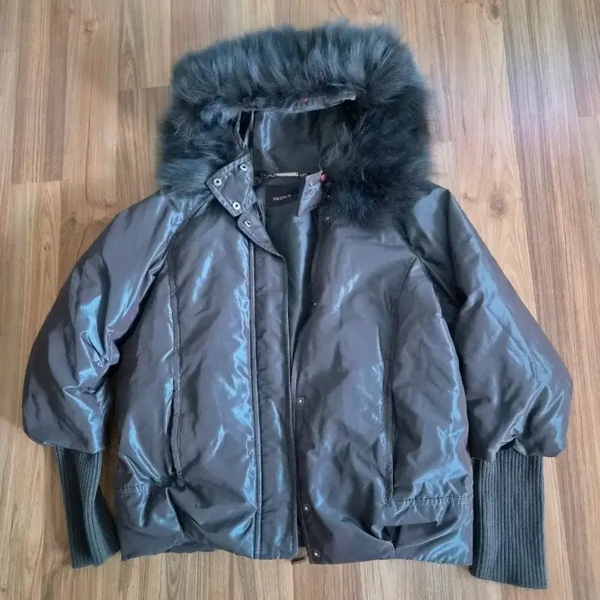 [BUNJANG] Valentia Fox Fur Hood Down Padding Jacket Size 66 / 발렌시아 여우퍼 후드 오리털 패딩 66