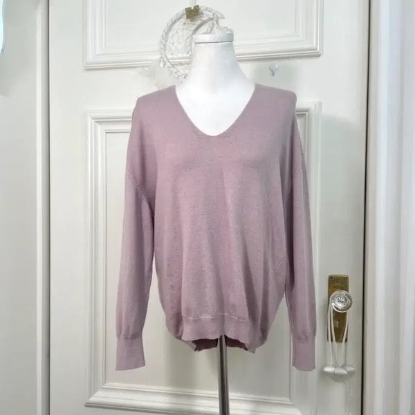 [BUNJANG] Lavender V-Neck Glitter Knit / 라벤더 브이넥 글리터 니트