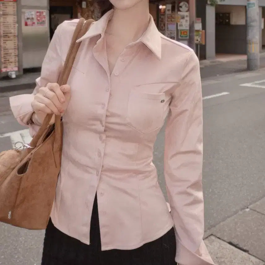 [BUNJANG] Pale Jace Basic Suede Shirt Pink Size 1 / 페일제이드 베이직 스웨이드 셔츠 핑크 1사이즈