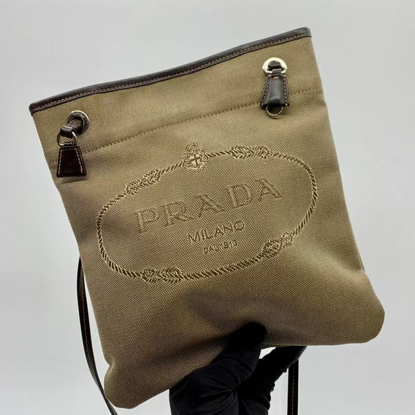 [BUNJANG] Prada Logo Jacquard Shoulder Bag Beige / 267004485 프라다 로고 자카드 숄더백 베이지