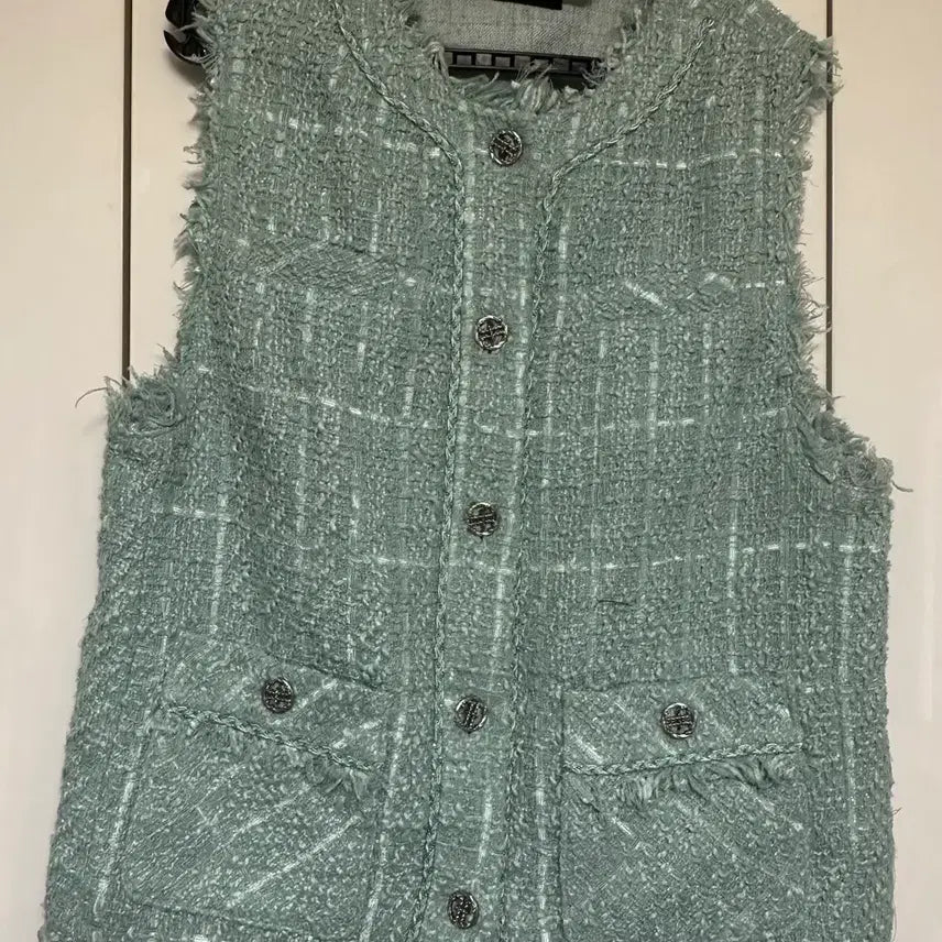 [BUNJANG] Mint Tweed Vest / 트위드 조끼 민트