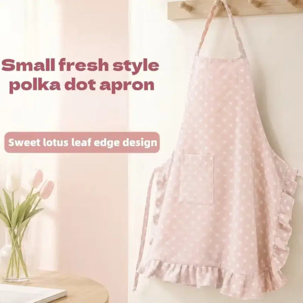 [BUNJANG] Women's Apron Pink Subtle Dot Pattern / 여성 앞치마 핑크색 잔잔한 도트 패턴 새상품