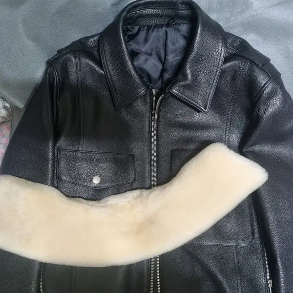 [BUNJANG] Solid Homme Style Shearling Leather Mustang Jacket / 솔리드옴므 st 시어링 가죽 무스탕