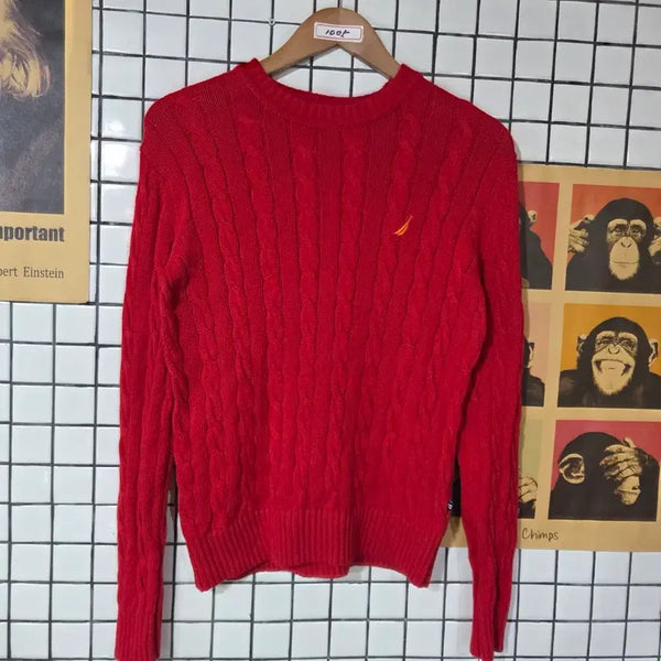 [BUNJANG] Nautica Cable Knit Red / 노티카 케이블 니트 빨강 1005