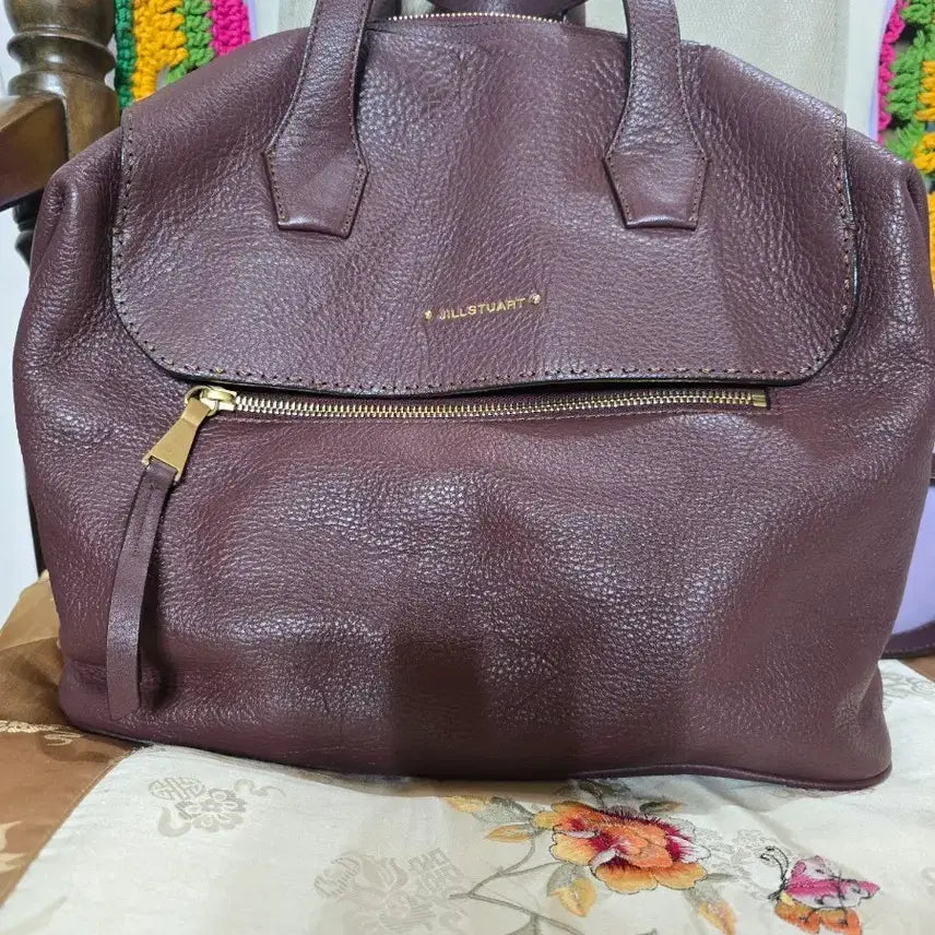 [BUNJANG] JILLSTUART Burgundy Leather Backpack / 질스튜어트 백팩 버건디
