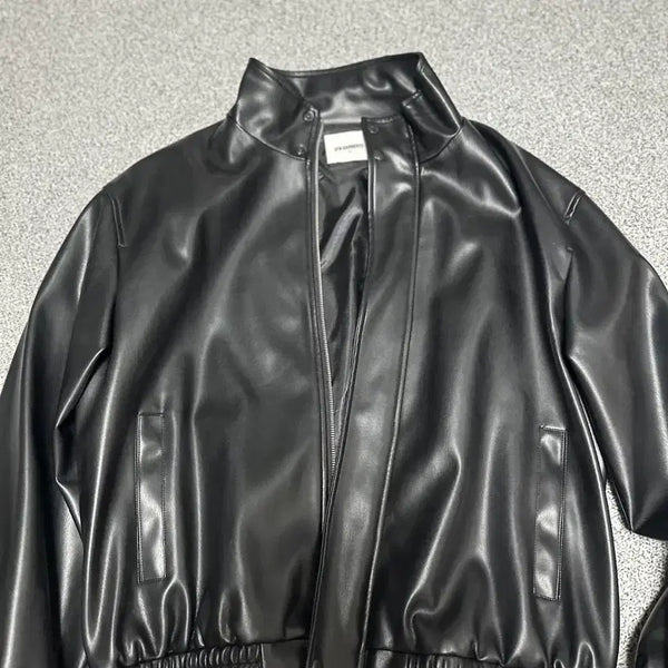 [BUNJANG] QT8 Faux Leather Jacket / QT8 인조가죽자켓
