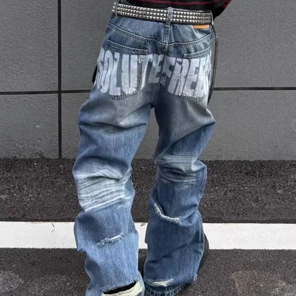 [BUNJANG] AFC Destroyed Wide Denim Pants / 비엘알 맛 AFC 디스트로이드 와이드 데님 팬츠