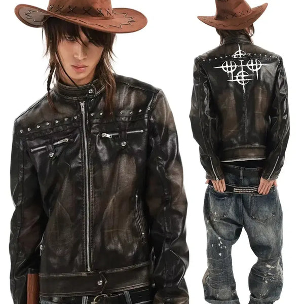 [BUNJANG] DETW Washed Studded Punk Short Jacket / 코지월드와이드 맛 DETW 워시드 스터드 펑크 쇼트 재킷