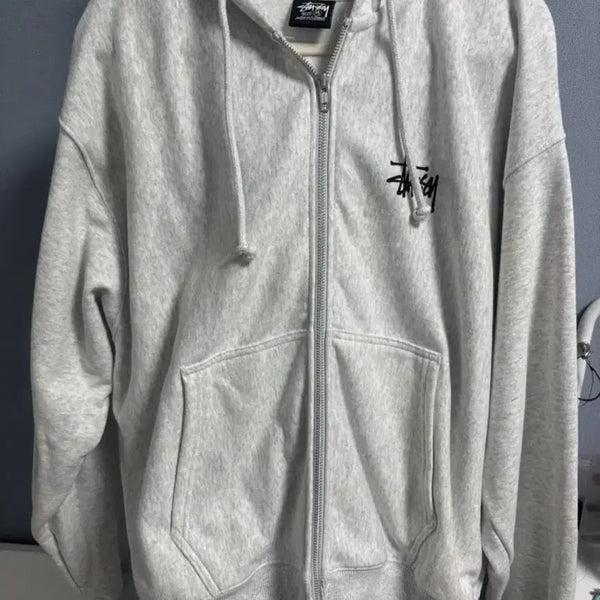 [BUNJANG] Stüssy Basic Hoodie Zip-Up Ash Heather / 스투시 베이직 후드 집업 애쉬 헤더 [크림 쿠매]