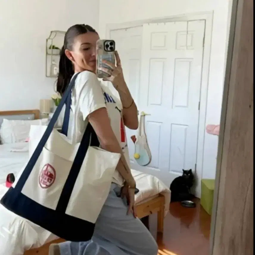 [BUNJANG] Trader Joe's Large Eco Bag Navy / 트레이더조 에코백 라지 정품 새것