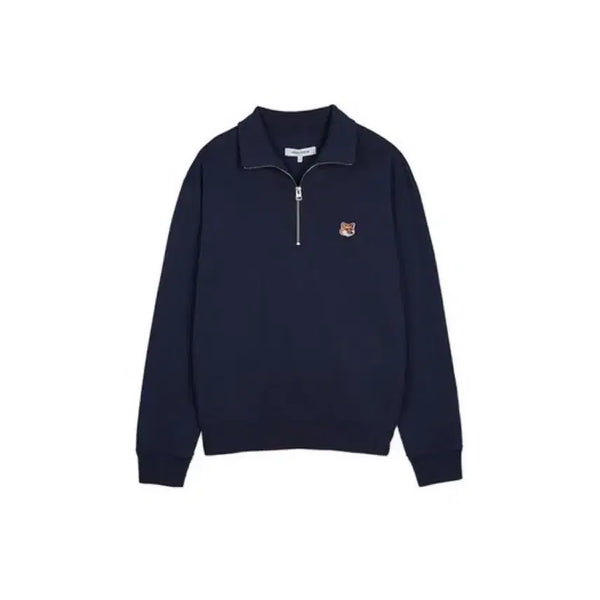 [BUNJANG] Maison Kitsuné Fox Head Half-Zip Sweatshirt Black / 메종키츠네 폭스헤드 반집업 맨투맨 블랙