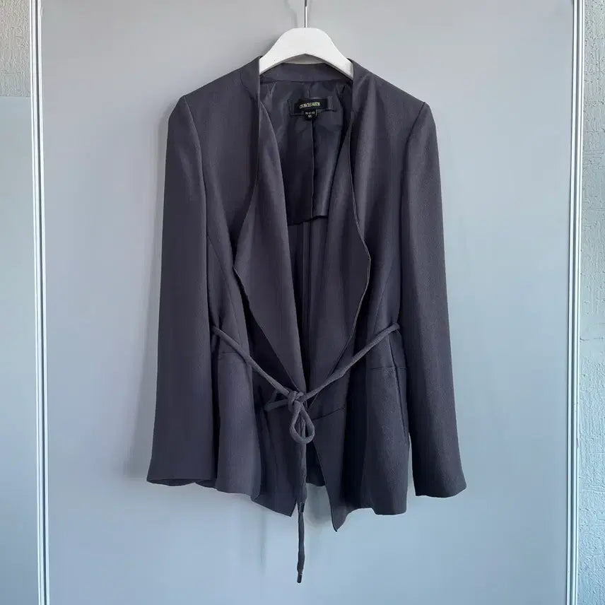 [BUNJANG] GEORGES RECH Belted Drape Collarless Jacket - Gray (Size 55) / GEORGES RECH 조르쥬레쉬 벨티드 드레이프 노카라 그레이 자켓 -1005
