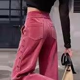 [BUNJANG] Corduroy Side Button Wide Denim Pants / 코로듀이 사이드버튼 와이드 데님팬츠