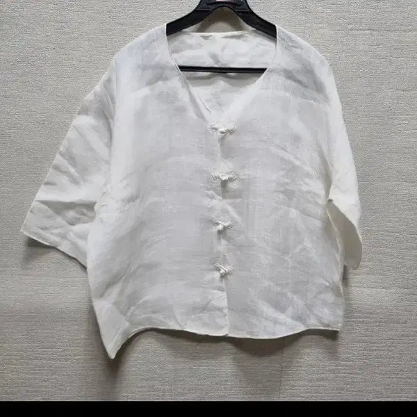[BUNJANG] Ramie Short-Sleeve Blouse / z051 모시 반팔 블라우스