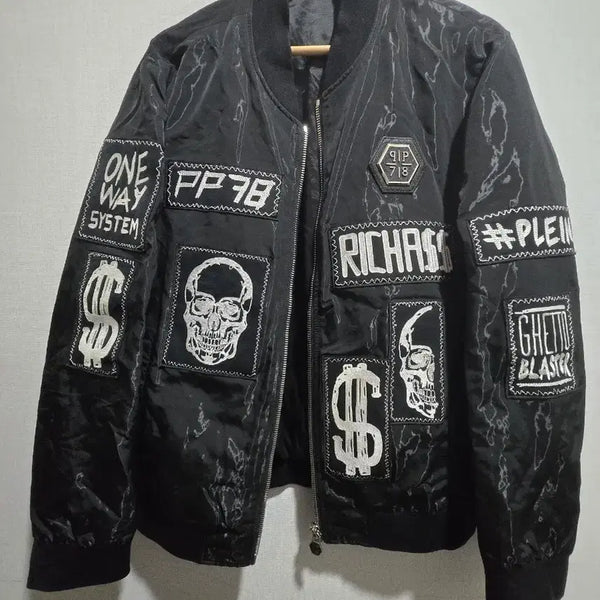 [BUNJANG] Unique Patch MA-1 Bomber Jacket (Black, Oversized, Street, Y2K Style, Unisex) / 유니크 패치 항공점퍼 블랙 MA-1 오버핏 스트릿 Y2K 자켓 남녀공용