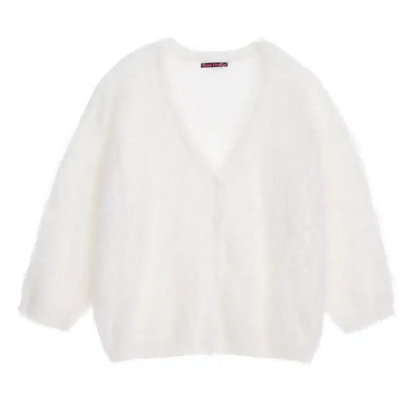 [BUNJANG] Rosefrence Fur Oversized Cardigan Ivory / 로제프란츠 퍼 오버핏 가디건