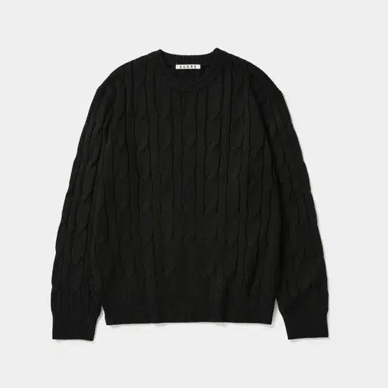 [BUNJANG] Suare Washable Cable Round Knit M Black / 수아레 워셔블 케이블 라운드 니트