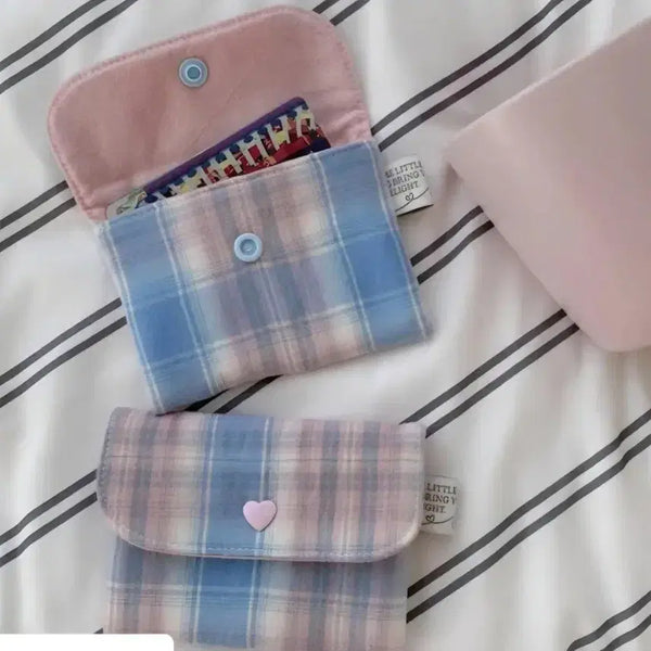 [BUNJANG] Handmade Pastel Check Card Wallet / 파스텔 체크 무늬 핸드메이드 카드 지갑