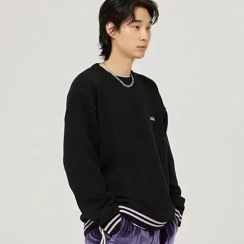 [BUNJANG] NERDY Back Logo Crewneck Knit L / L ) 널디 백로고 크루넥 니트