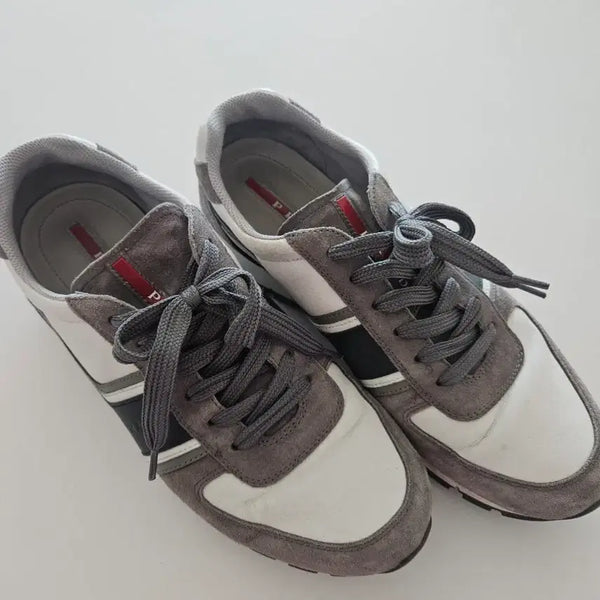 [BUNJANG] Prada Leather & Suede Low-Top Sneakers / 프라다 레더&스웨이드 로우탑 스니커즈 4E 2943
