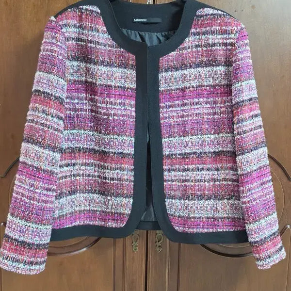[BUNJANG] Salon de Rose Tweed Jacket Pink/Black / 살롱오세 트위드 자켓 핑크/블