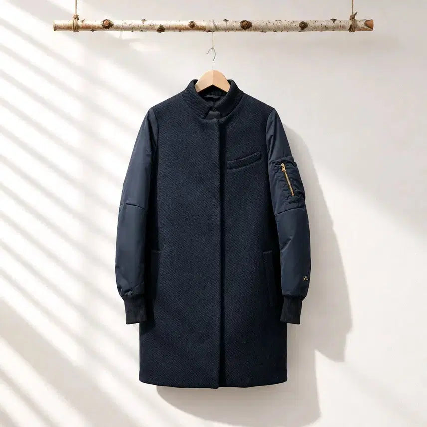[BUNJANG] PEUTEREY Wool-Nylon Hybrid Midi Coat / PEUTEREY(페트레이) 울-나일론 하이브리드 미디 코트 점퍼 IT 40사이즈