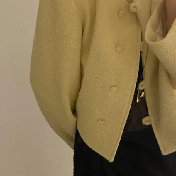 [BUNJANG] Basket Tory Round Neck Tweed Jacket / 바스켓 토리 노카라 트위드 자켓 라운드넥
