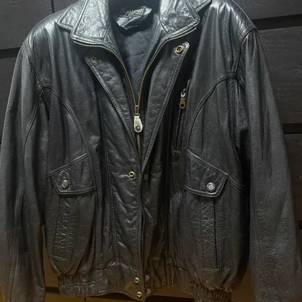[BUNJANG] Vintage Layered Leather Flight Jacket 110 / 빈티지 / 레이어드 레더 플라이트자켓 / 110