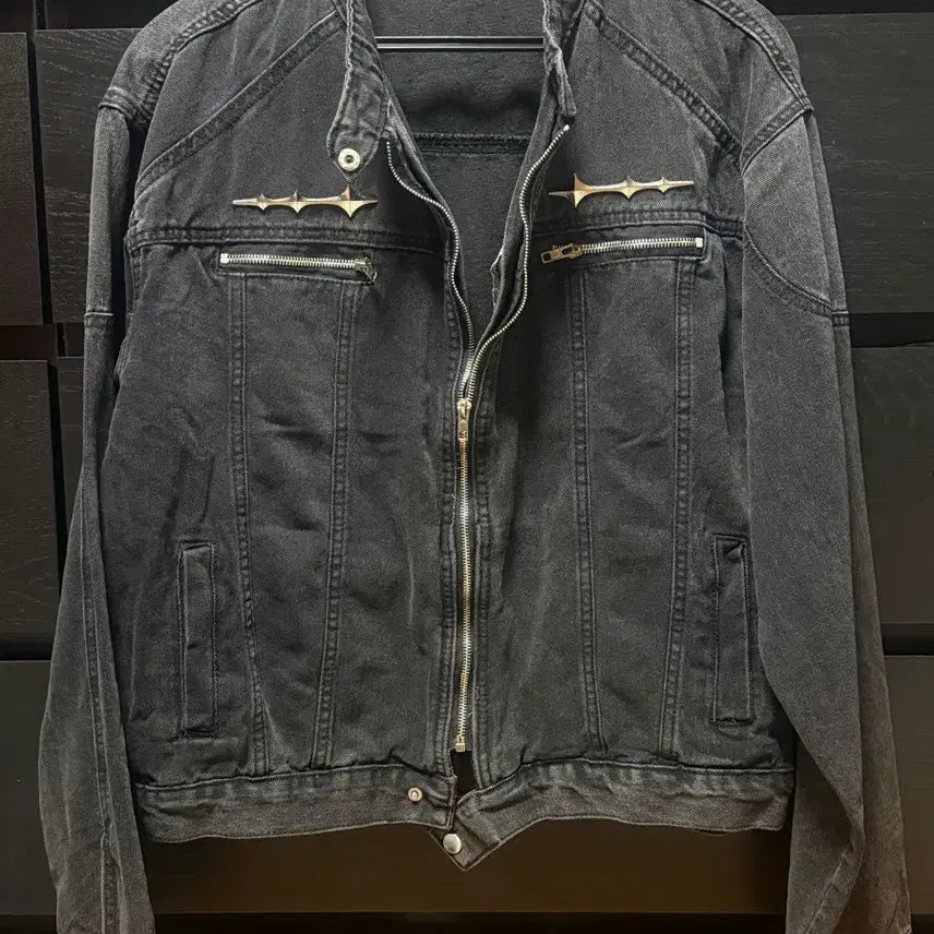 [BUNJANG] Black Indigo Denim Biker Jacket - Large / 일본샵 / (새상품)흑청데님 바이커 자켓 / L
