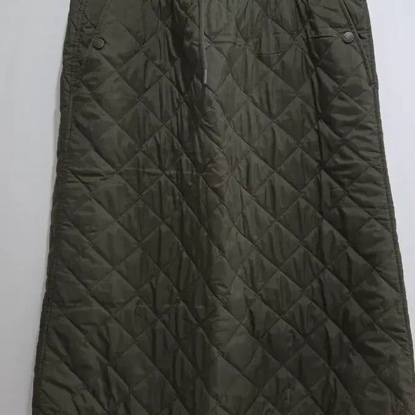 [BUNJANG] Quilted Long Skirt Khaki XL / 누빔 퀼팅 스커트 카키. xl