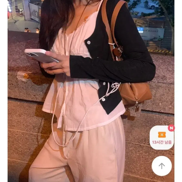 [BUNJANG] Nain Ribbed Cardigan Black / 나이니 골지 가디건 블랙