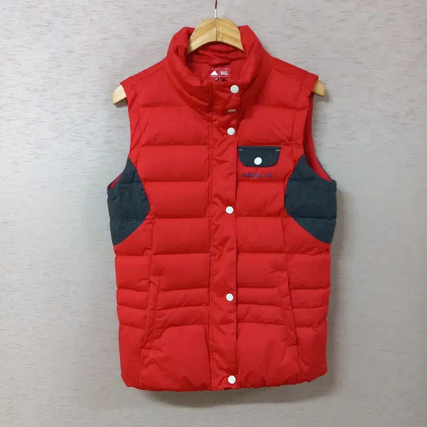 [BUNJANG] Adidas Red Zip-Up Down Vest / B10-6/아디다스 레드 집업 오리털 패딩조끼 가을겨울