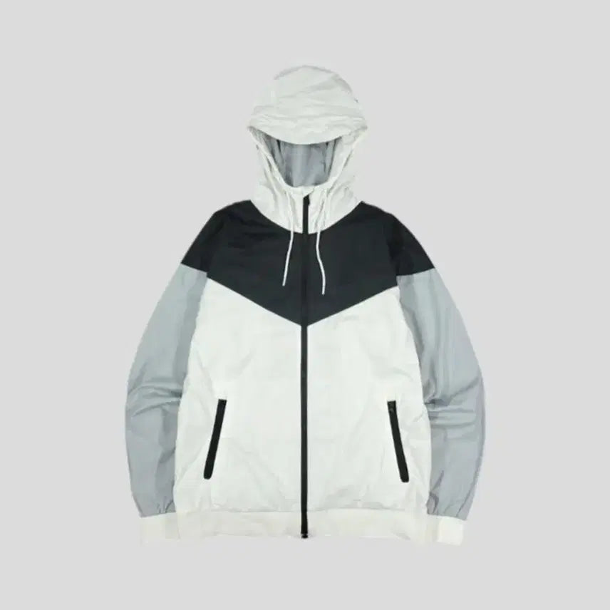 [BUNJANG] Nike Colorblock Raglan Windrunner Jacket (Size M) / 나이키 화이트 그레이 블랙 배색 이너메쉬 래글런 윈드러너 바람막이 점퍼 M